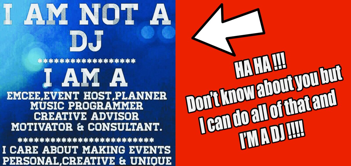 djmichaeljoseph's tweet image. Whoever made the left side this was honest enough to admit they can&apos;t mix or scratch or any of the things a #REALDJ does #learntomix