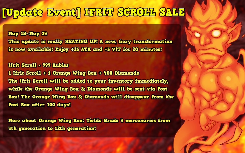 CMJelloShaker's tweet photo. It's hot here in California, but #ROVU is also on fire in-game 🔥🔥🔥Get an Ifrit scroll package for a limited time! https://t.co/DONmmqHT60 https://t.co/AE99URh7gL