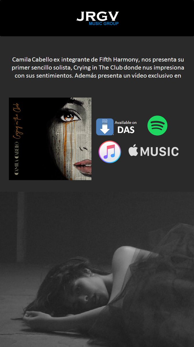 JRGVMusicGroup's tweet photo. @Camila_Cabello nos presenta su primer sencillo como solista #CryingInTheClub donde nos impresiona con sus sentimientos https://t.co/NF7kvjipTb