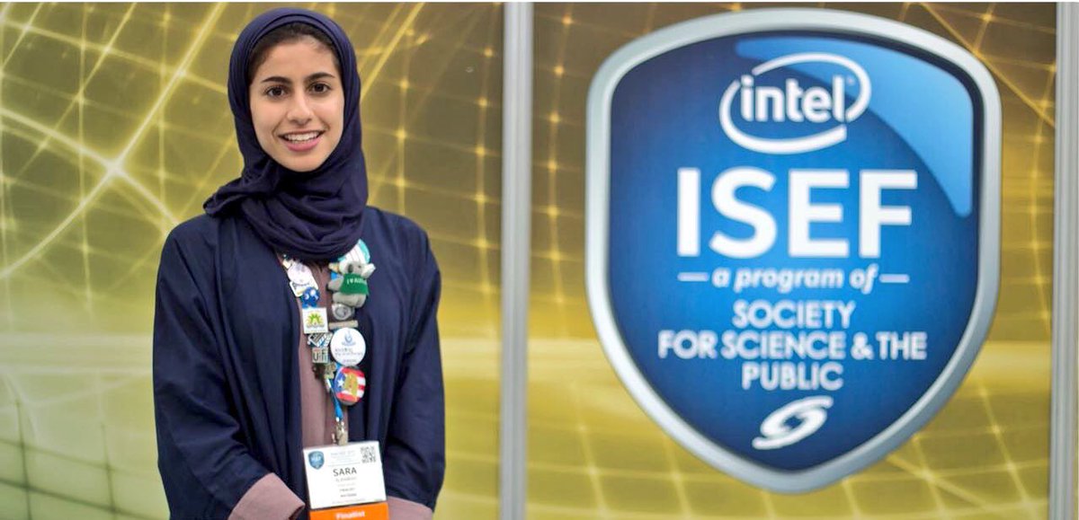 الف مبروك لبنت الوطن سارة أحمد الربيعة في فوزها بجائزة إنتل أيسف 2017 لـ أفضل مشروع من شركة ناسا في مجال علم المواد