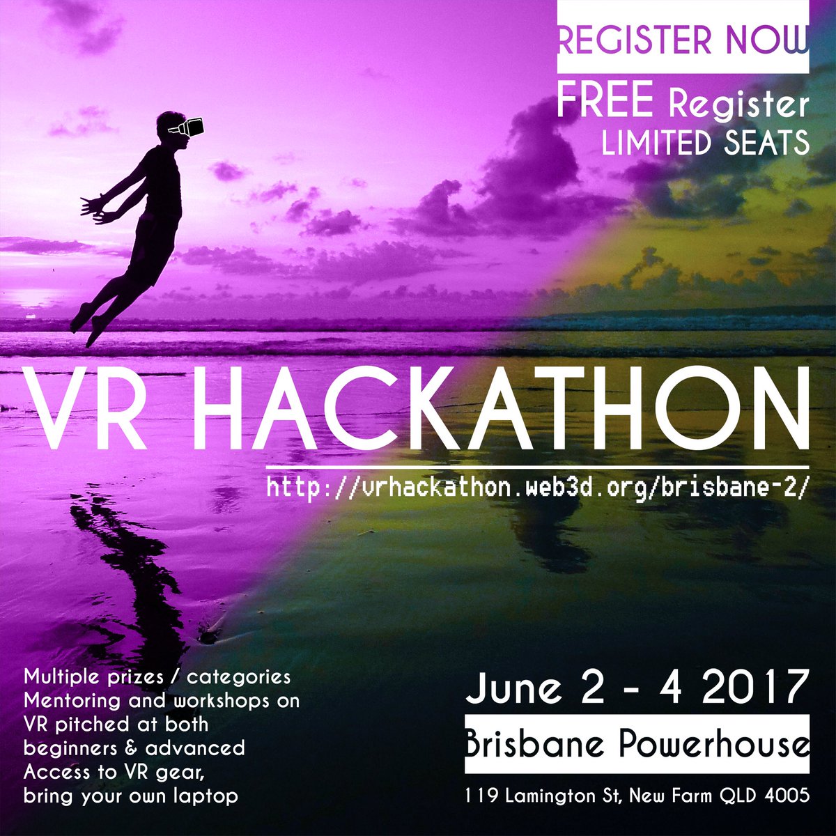 Into VR? Check out this awesome hackathon happening in Brisbane 2-4 June. eventbrite.com/e/vr-hackathon… #QUTCreate #VR #AR #web3d