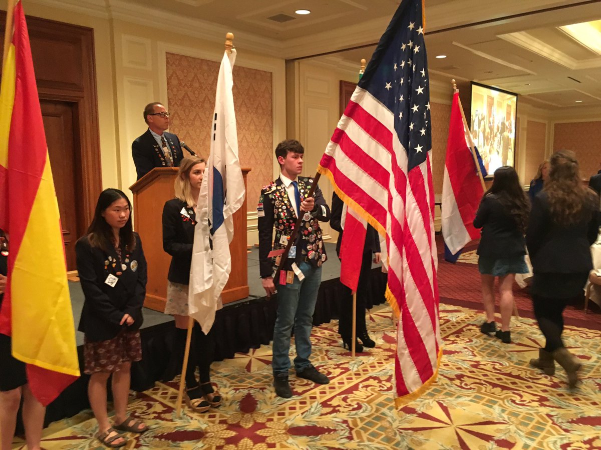 Parading the colors at the evening District 5400 meeting. What a wonderful bunch of young people.