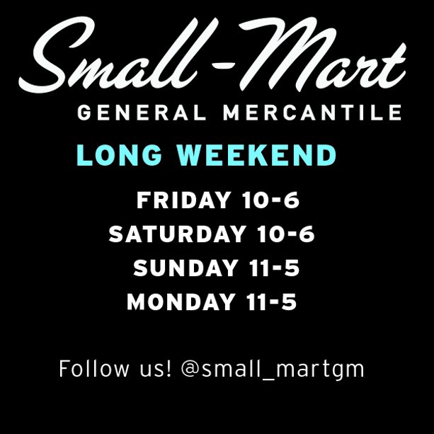 Small_MartGM's tweet photo. Who LOVES a long weekend??? WE DO! Come by and see all the cool new stuff that's rolled in! #dtstratford @StratfordON https://t.co/FTnycD9dla
