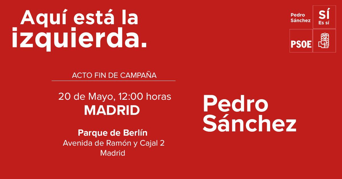 antgalan's tweet photo. Acto fin de campaña de la candidatura de Pedro @sanchezcastejon en Madrid https://t.co/qMZb191GYe