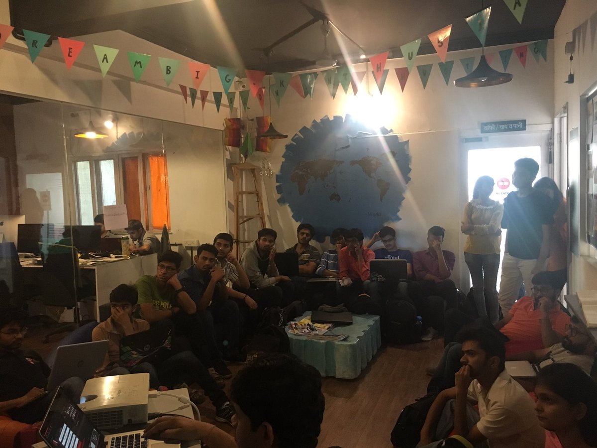 We are live at <a href="/thedaftar/">The Daftar</a> @archana1827 <a href="/sunanda2301/">Sunanda</a> with #AngelHackPune #AH10 &amp; kicking off the #Hackathon is our ambassador @nishithleo
