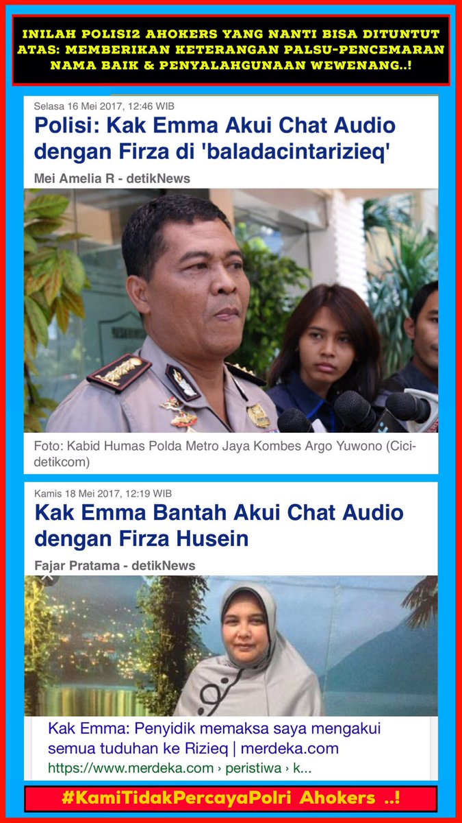 DemianTIRO's tweet photo. Dicatat&amp;Disave baik2 ya Nama&amp;Foto2 mrk PEMFITNAH Hb @RizieqSyihabFPI ini,Nt mrk bs DIADILI DG PASAL BERLAPIS!
#KamiTidakPercayaPolri ahokers https://t.co/5VqyOnAa8B
