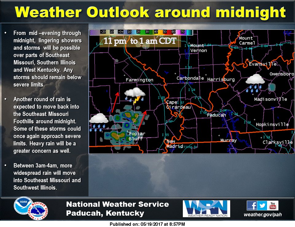Weather Trends expected around the midnight hour and overnight in the