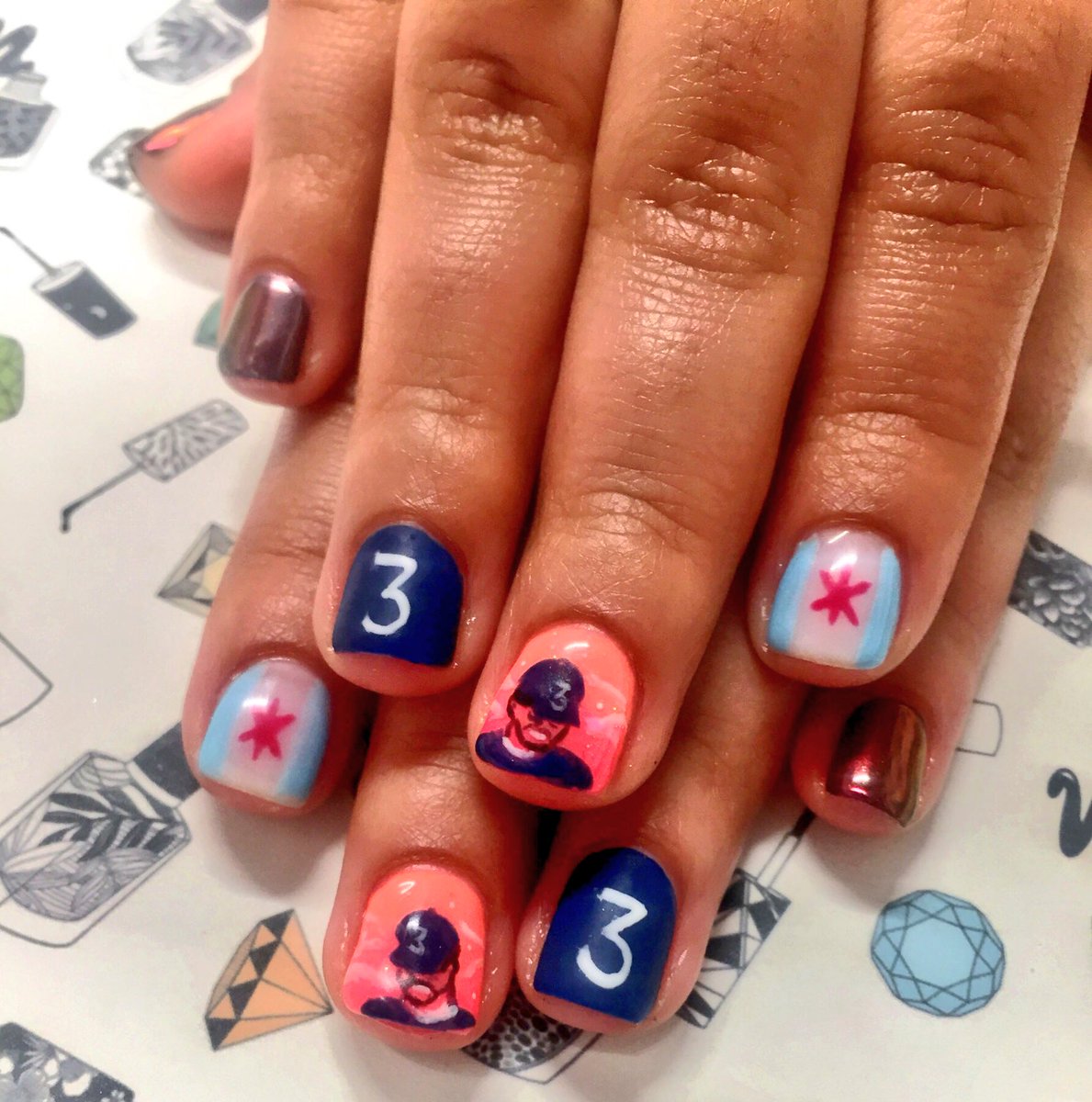 NailVidaChi's tweet photo. Give your nails a Chance. #handpainted by me @chancetherapper #chancetherapper #chicagonailartist @redeyechicago #chicago #flynails #hiphop https://t.co/VILbcfqsBe