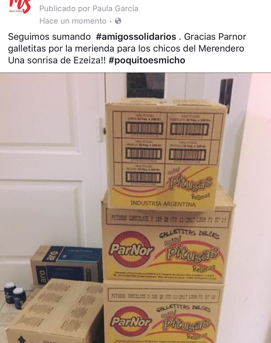 SolidariasMamis's tweet photo. Gracias #Parnor por las galletitas para la merienda de los chicos! https://t.co/NsKwXFawQ9