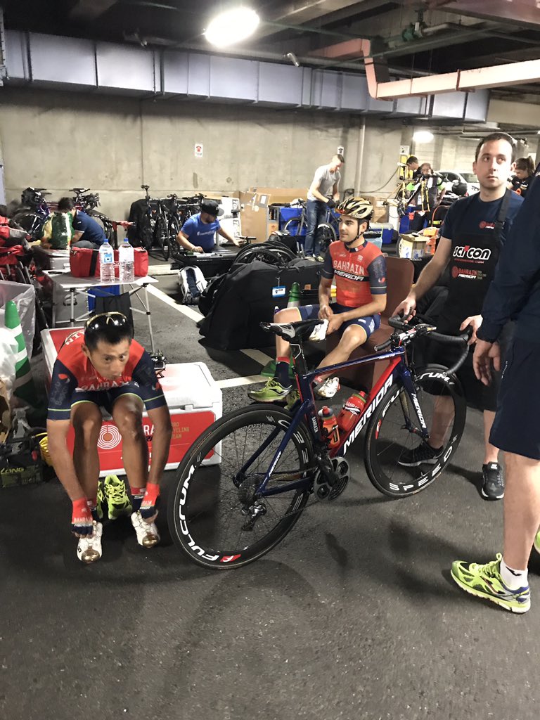 Underground briefing for @Bahrain_Merida in Osaka <a href="/tourofjapan/">Tour of Japan</a>