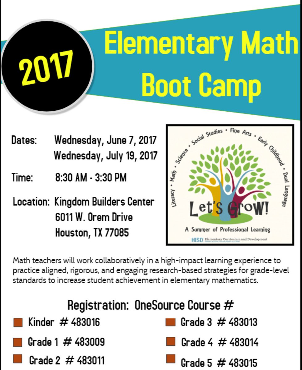 nperez10's tweet photo. Summer PD @HoustonISD Math Teachers! Register For A Math Boot Camp Today On OneSource & Share This PD Opportunity! #HISDMath @Elem_Math_Team https://t.co/JrOP2nxhlj