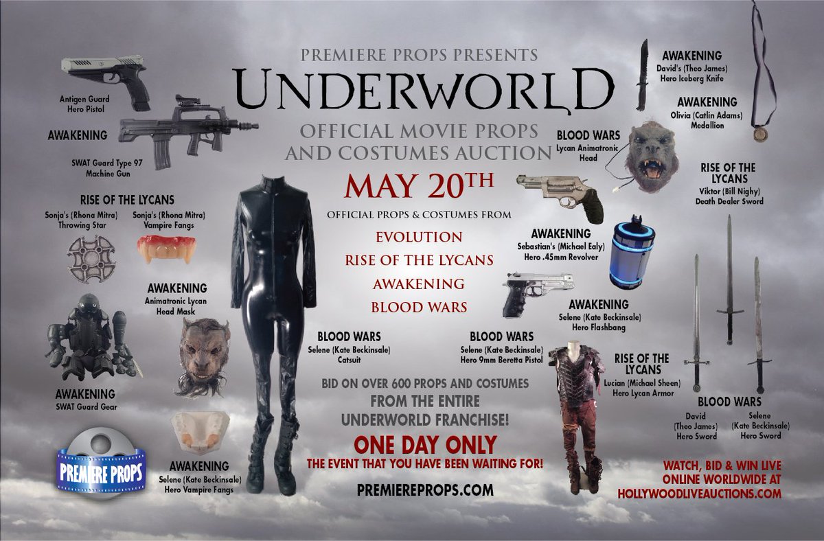 PremiereProps's tweet photo. The time is finally here! Bid and win over 400 props from #Underworld #UnderworldBloodWars #katebeckinsale  https://t.co/2wqRfY2xct https://t.co/IgQhZ56wzv