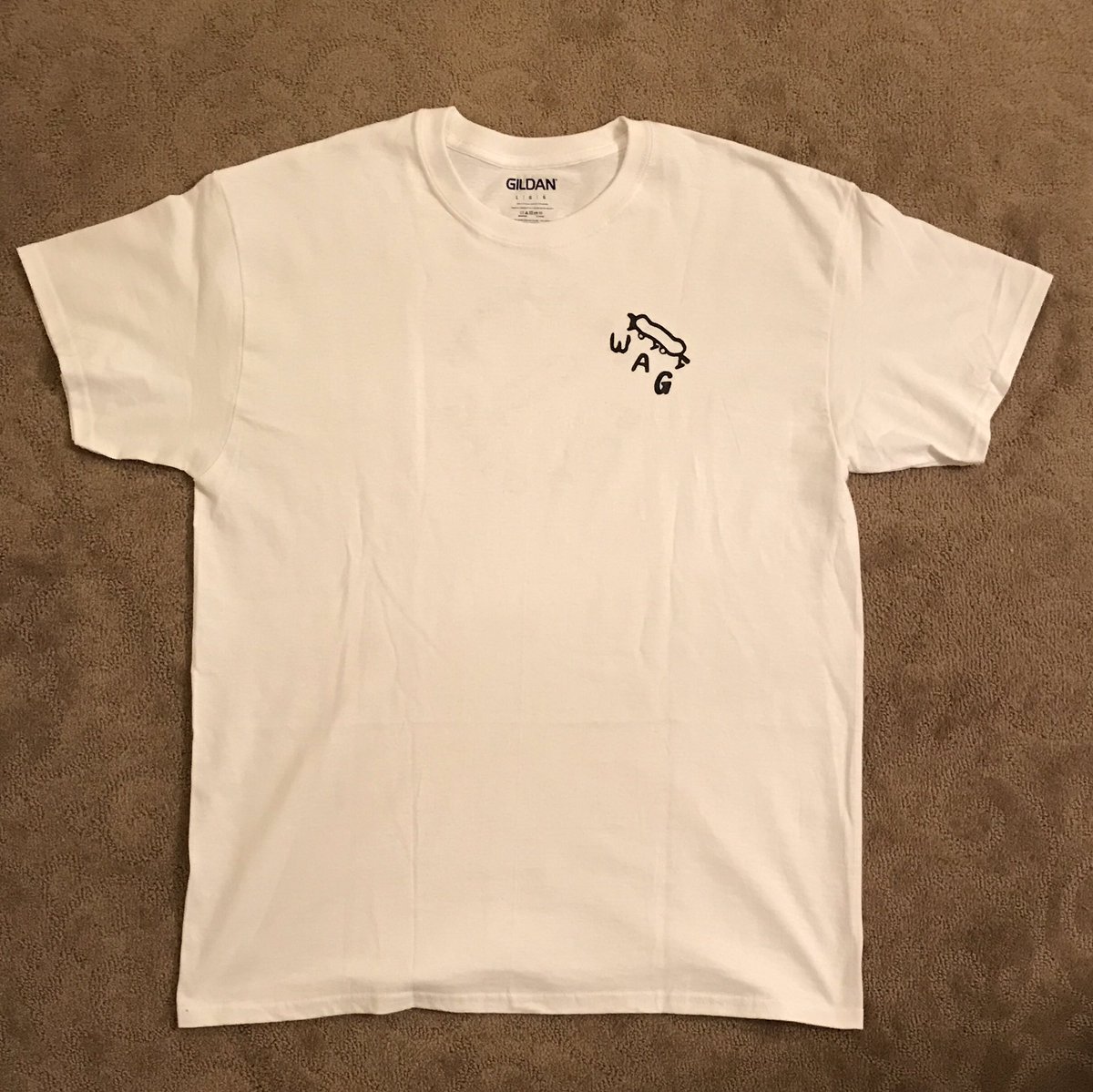 nerb21's tweet photo. My first screen printed shirts are done! WAG shirts are $10 i have 3 black and 3 white all size Large. DM me if interested. https://t.co/LFZFhXafkT