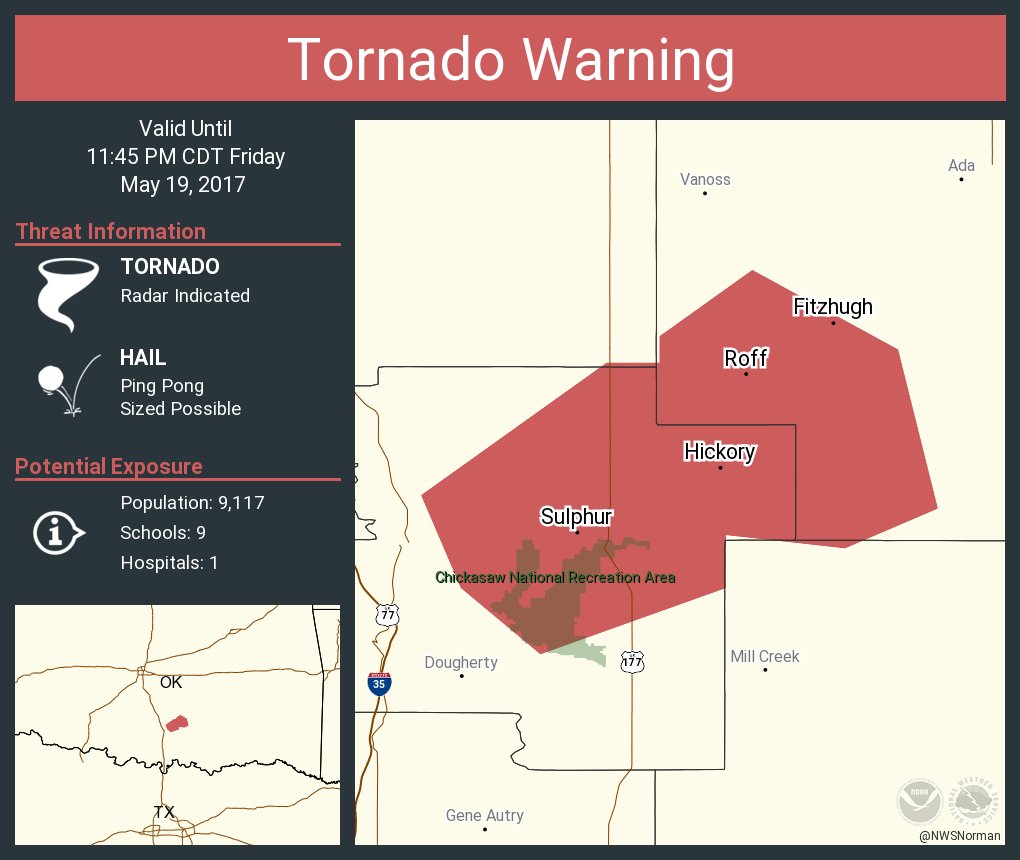 Tornado Warning continues for Sulphur OK, Roff OK, Fitzhugh OK until 11