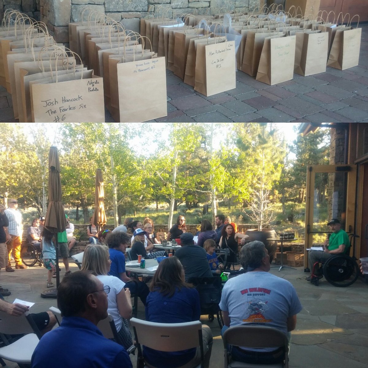 You know you got a lot of people competing at #polepedalpaddle when your athlete bags take up more than 3 tables. #inbend #adaptiveathletes