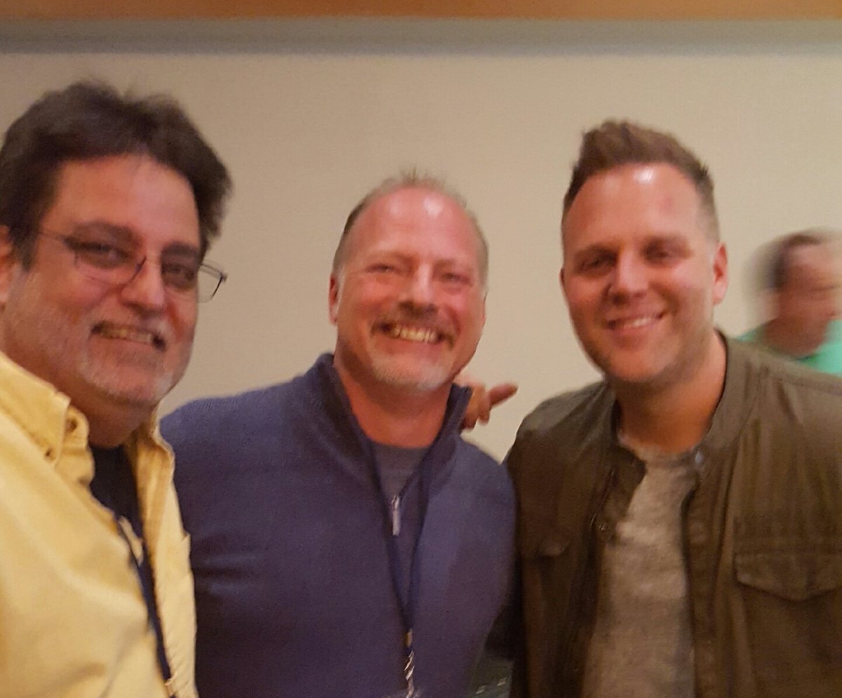 RTGband's tweet photo. RTG's David Liniarski and Chris Ofeno with Matthew West at the InspireSong songwriters conference. #InspireSong #songwriting #Godisgood https://t.co/uuJaqWMqcA