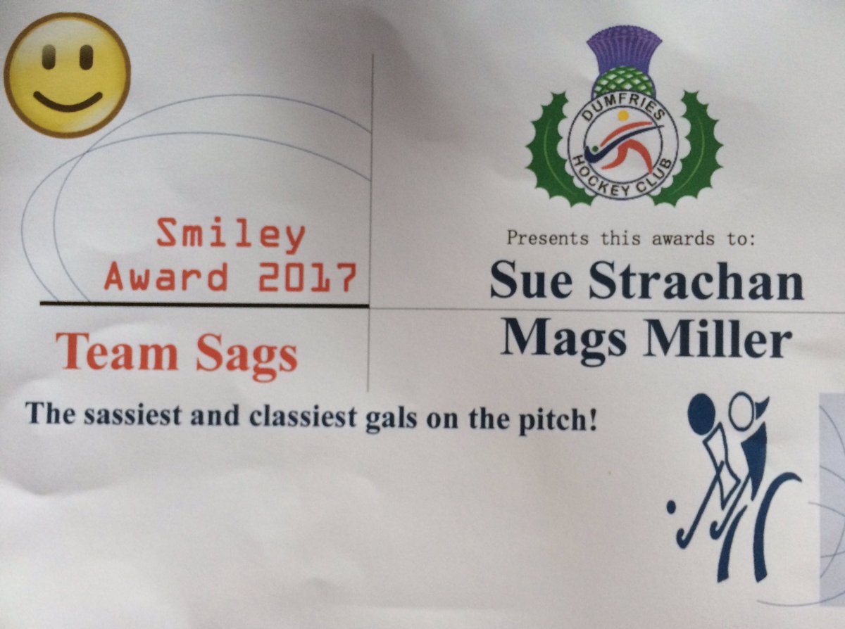 sue_strachan's tweet photo. Well what can I say sooo proud to receive our award at @dumfrieshockeyc on behalf of #teamsags Mags sassy and classy! #sportypals https://t.co/BFwYIQhsSC