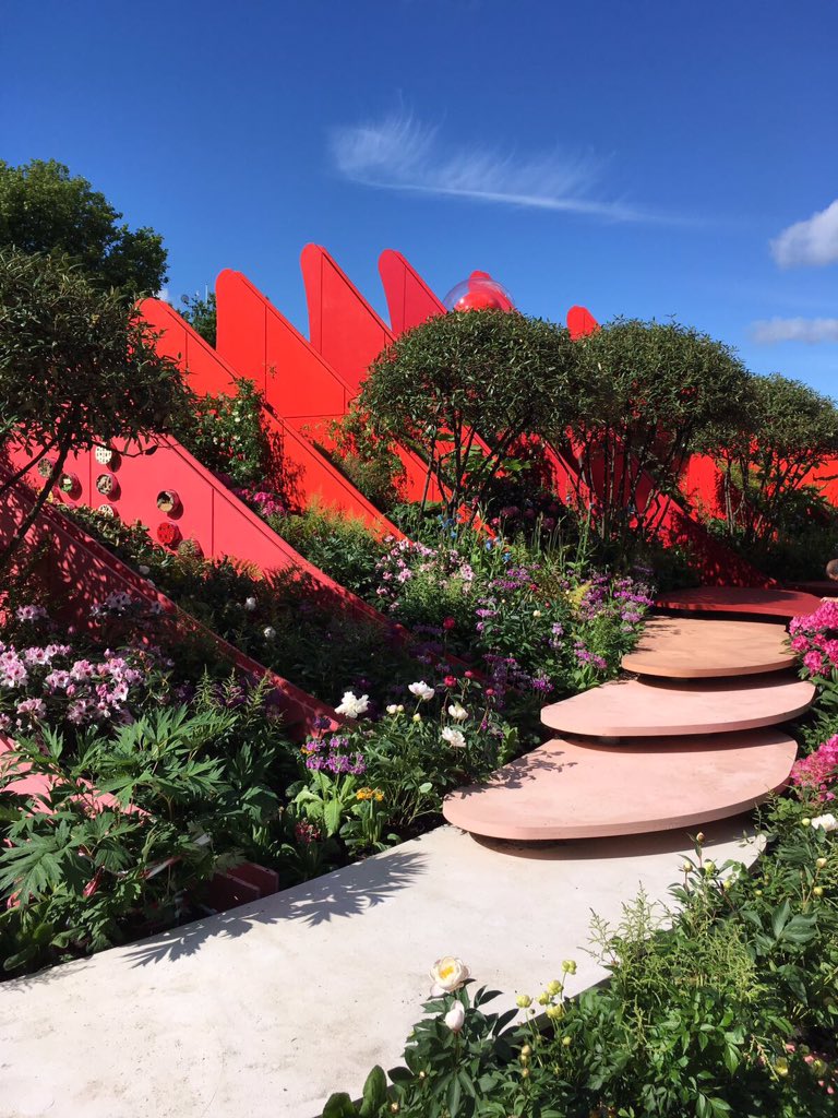 The_RHS's tweet photo. .@PCollinsDesign's Silk Road Garden is looking amazing - something new and unique at #RHSChelsea! https://t.co/u1bLCjM3pA https://t.co/NoGJvzf93i