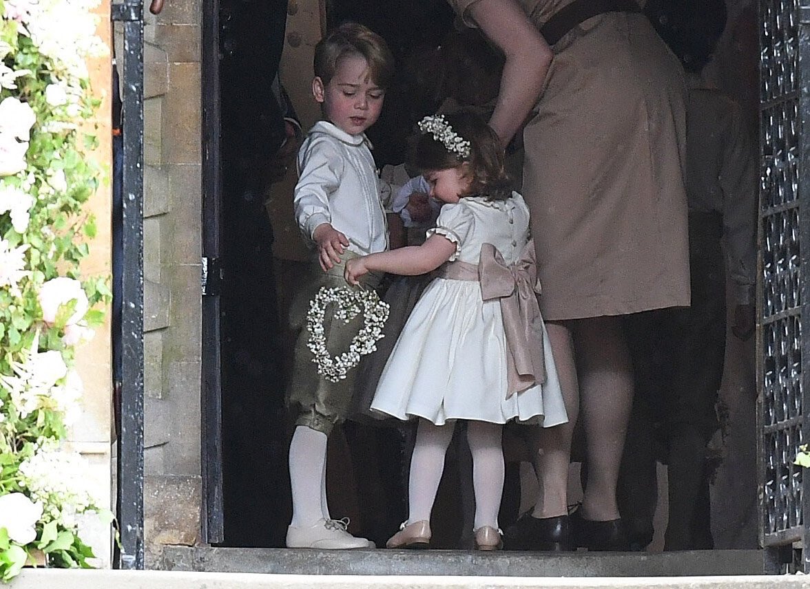 Pippa looks stunning in this Giles Deacon dress but how cute are George and Charlotte   #PippasWedding