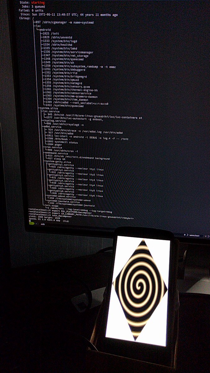 HaliumProject's tweet image. Progress on halium prototype, we now have Android container working..