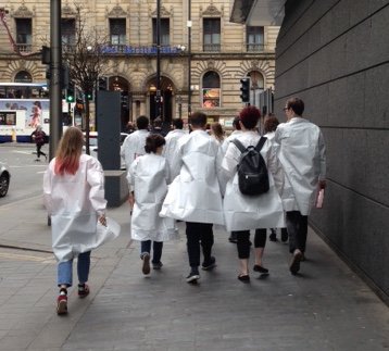 factoryintl's tweet photo. Data scientists hard at work in Piccadilly Gardens, gathering data with @BuckleyWilliams. Admire the lab coats! #creative50 https://t.co/GHSICeMyia