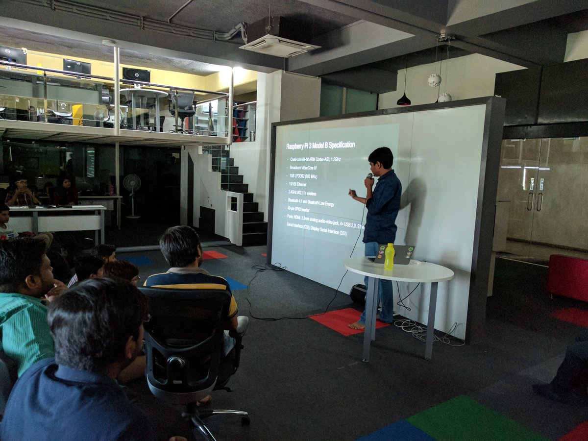 gauthamklakum's tweet photo. @kevalpatel2106 presenting @Raspberry_Pi and creating your 1st @Android Things app at @multidots. #Android #AndroidThings #IoT #AMTMeetups https://t.co/KRoecM7WWy