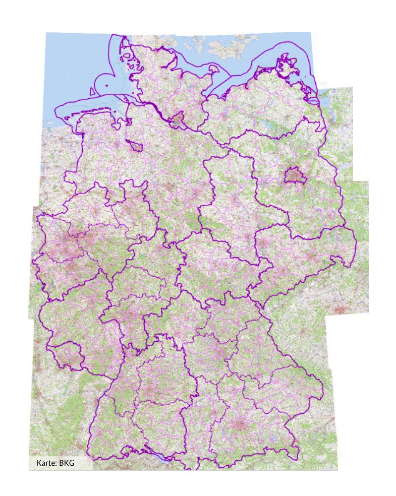 Digitale topographische Karte von Deutschland des Bundesamtes für Kartographie und Geodäsie