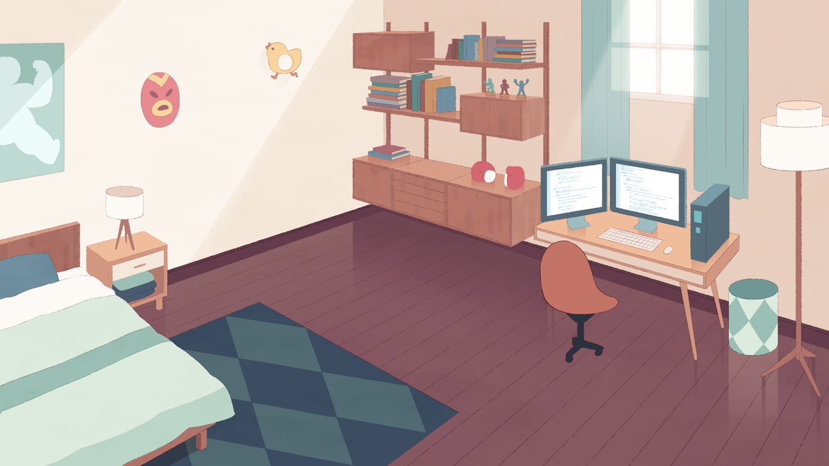 beepuppycatinfo's tweet photo. 흔히 '색감 쩐다'라는 칭찬을 받는 비 앤 퍼피캣의 아름다운 배경은 배경 디자이너 한스 챙의 작품입니다. https://t.co/akolQtNTGm