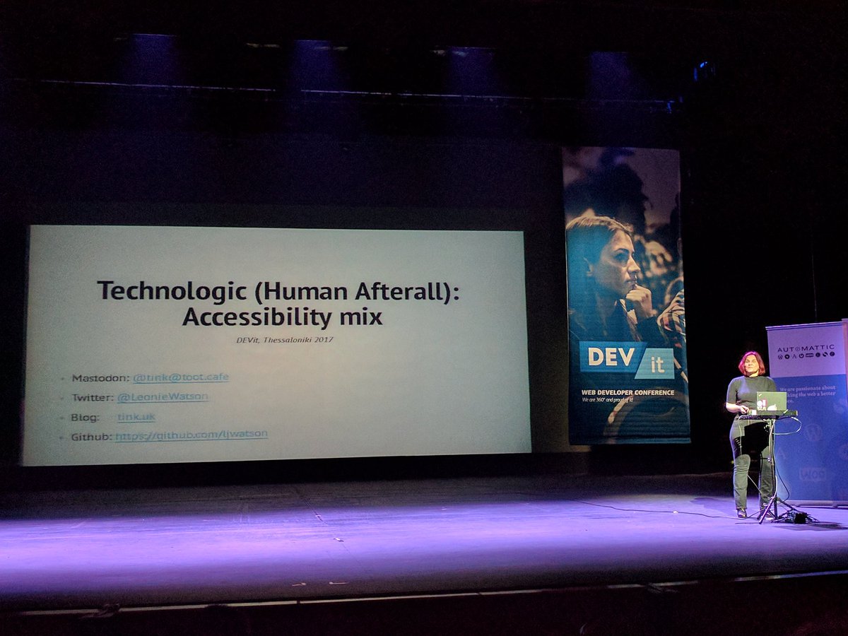 christinapap's tweet photo. @LeonieWatson speaking in @devitconf about #accessibility. https://t.co/sLkzFTmFTE
