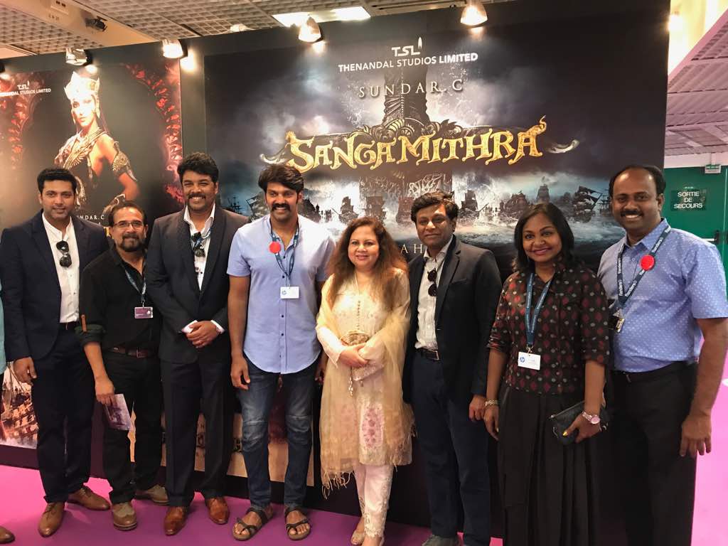 sathishmsk's tweet photo. #Sangamithra Team with Indian Ambassador &amp; his family @MuraliRamasamy4 @Hemarukmani1 @khushsundar @actor_jayamravi @arya_offl https://t.co/motKLMRSE1