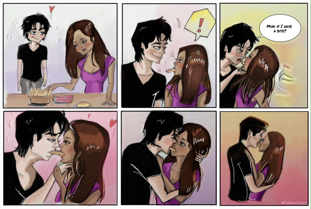 DelenaComics's tweet photo. Comic strip: 'The Struggle' 
Artist: @WoahDeIena 

#TVDBooks #DelenaComics #Chapter11 https://t.co/hVsk39kXvj