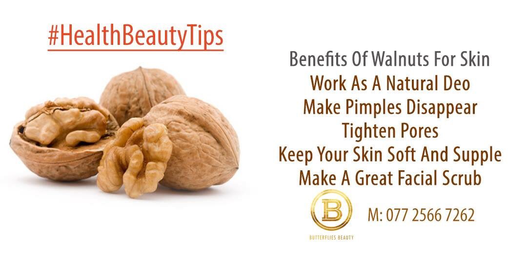 ButterfliesIPL's tweet photo. Benefits Of #Walnuts For Skin
#Work As A Natural #Deo
#Make #Pimples Disappear
#Tighten #Pores
#Keep Your Skin #Soft And Supple https://t.co/pfydEZK7jt