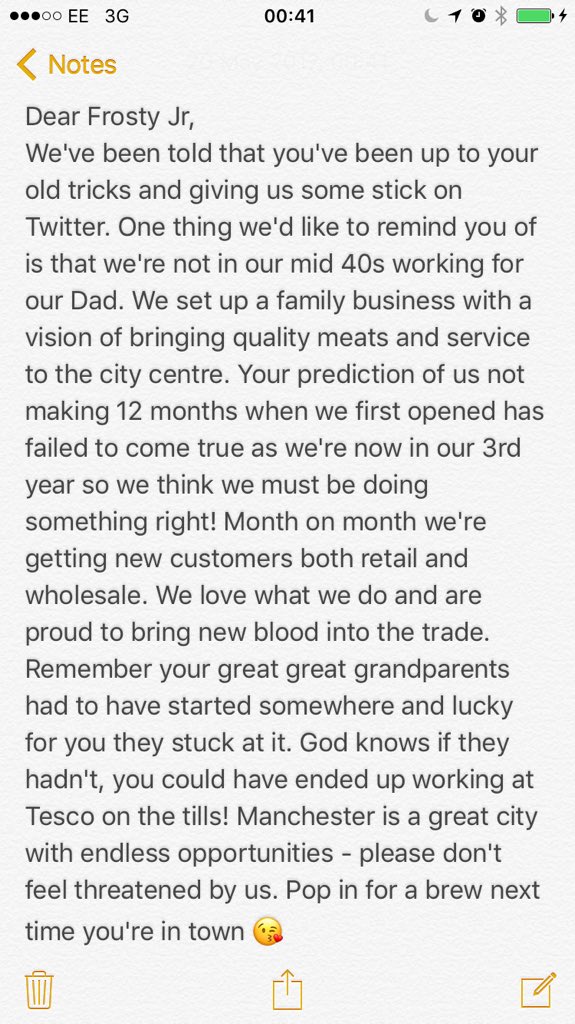 Dear Frosty Jr, it's come to our attention that you like to give us some Twitter time. Here is our response... <a href="/frostybutcher/">Lee Horsley Frost</a> #Butchers