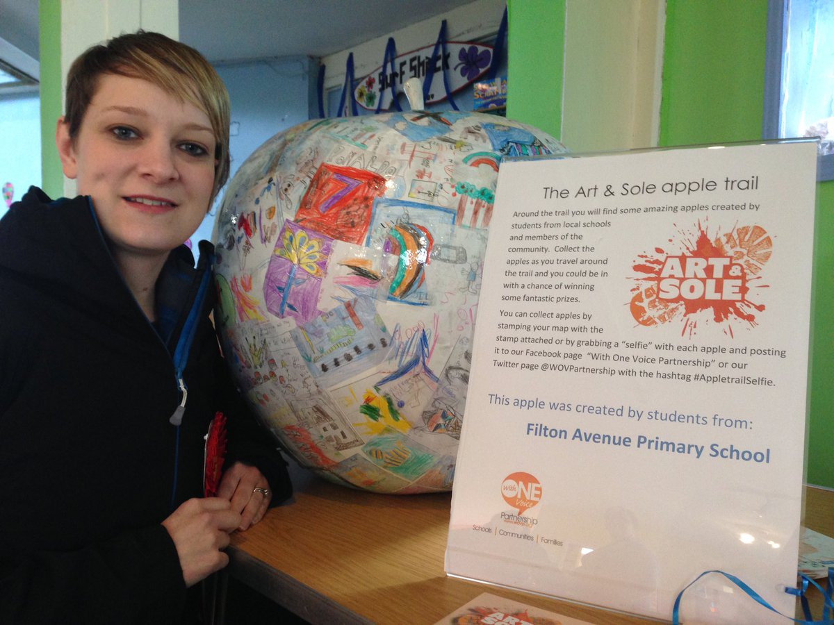 Starting the morning at FACE Filton on the Art and Sole community arts trail One Voice Partnership. Apple decorated by Filton Avenue primary