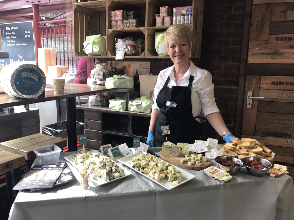Syl_SPC's tweet photo. We're here today @BarbakanDeli sampling some of @shepherdspurse delicious cheeses! #yorkshireblue #mrsbellsblue #bluemonday. https://t.co/vx0rd4at2s