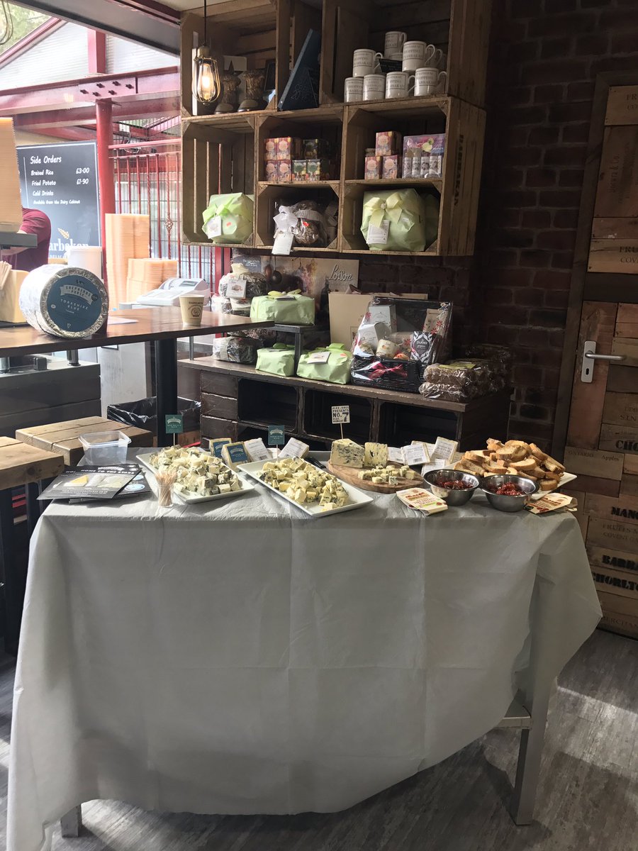 Syl_SPC's tweet photo. We're here today @BarbakanDeli sampling some of @shepherdspurse delicious cheeses! #yorkshireblue #mrsbellsblue #bluemonday. https://t.co/vx0rd4at2s