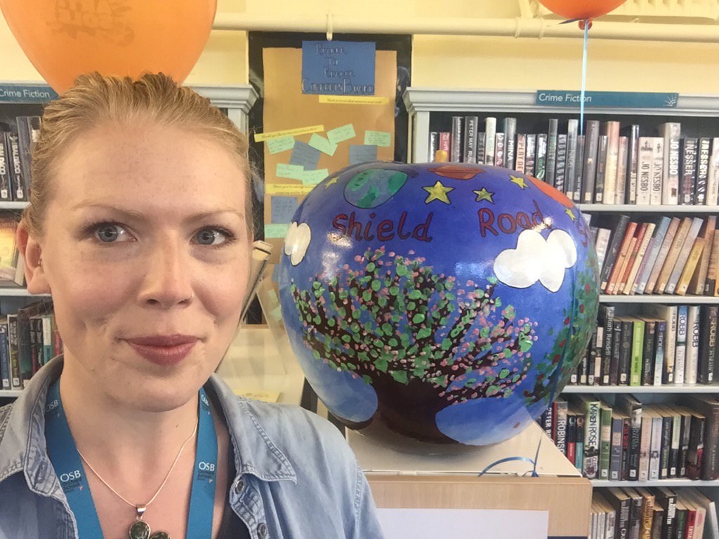 Look what we've found... Shield Road's apple at Horfield Library! #AppleTrailSelfie #Art&amp;Sole