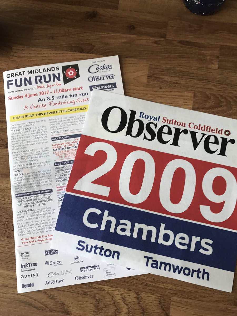 MarkCSankey's tweet image. My number has arrived for #greatmidlandsfunrun 4 June 2017. Just two weeks to go 🏅👟👟👟