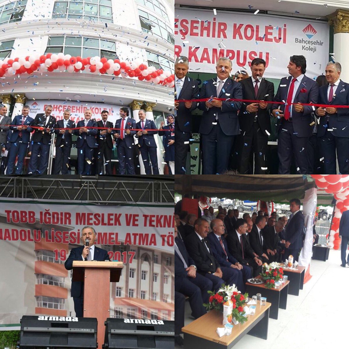 tutulmazahmet's tweet photo. Bakanımız Ahmet Arslan'ın katılımıyla Bahçeşehir Kolejinin açılışı ile TOBB'un And. Tek. ve Mes.Lisesi'nin temel atma törenlerine katıldık. https://t.co/U5d7YjT4Lv