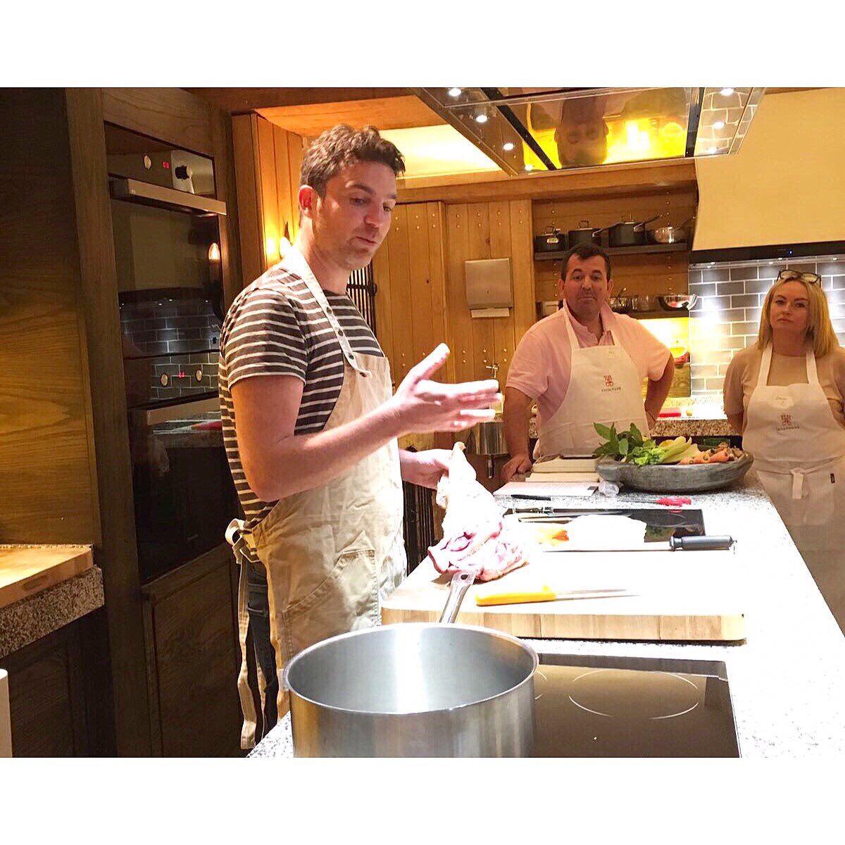 <a href="/GillMeller/">Gill meller</a> and <a href="/lambposts/">Steven Lamb</a> from <a href="/rivercottage/">River Cottage</a> are back in the kitchen this morning..this time HH&amp;Co Backstage! #foodie #cookeryschool