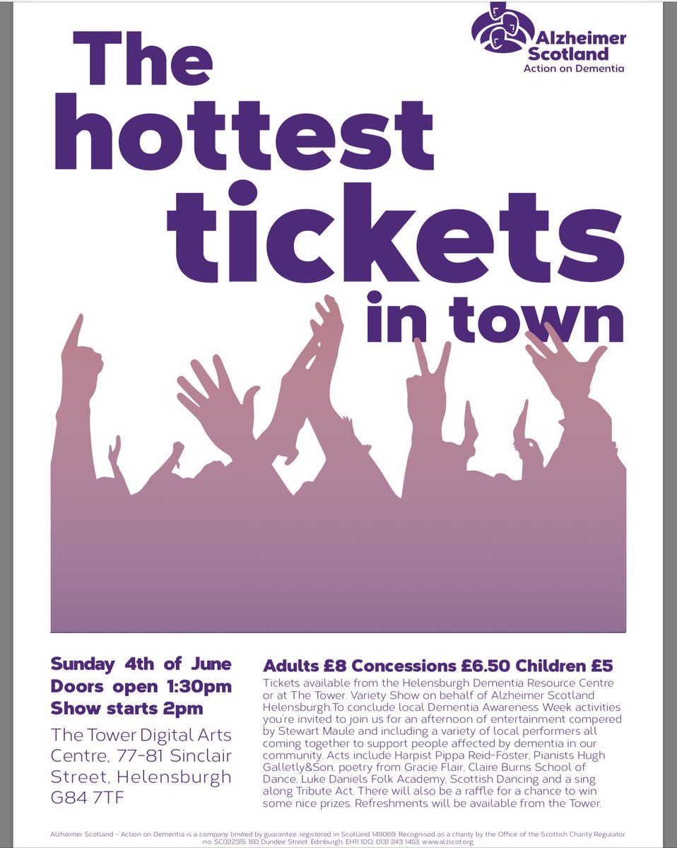 Jean5724's tweet photo. Tickets sellling fast  #TheVarietyShow in aid @alzscot Helensburgh Don't miss out call 01436 678050 @ReidVal537 @inHelensburgh @suebrannan50 https://t.co/PJ2UZPePFU
