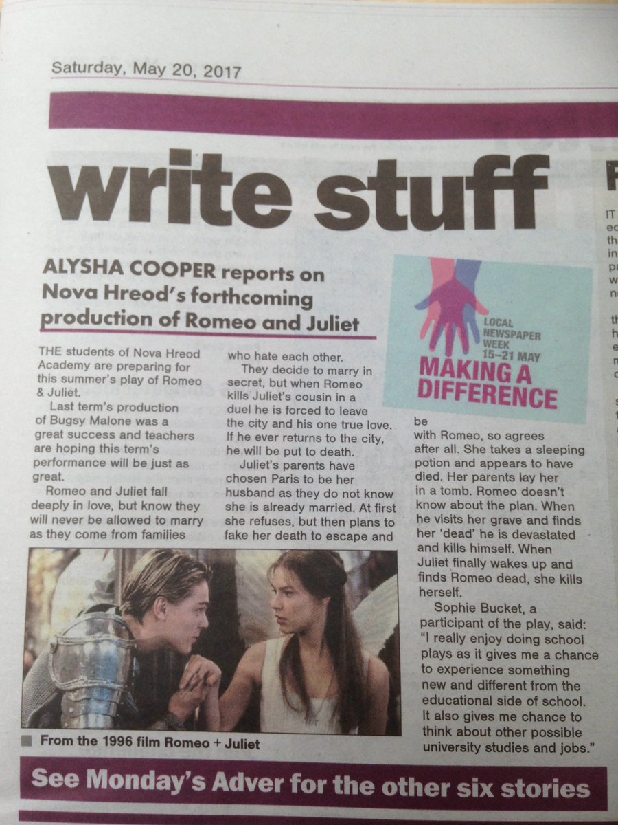 NovaHreodUL's tweet image. Thanks to @swindonadver for supporting Year 7 with #LocalNewspaperWeek . Alysha&apos;s report is in today&apos;s paper, the others in Monday&apos;s. #proud