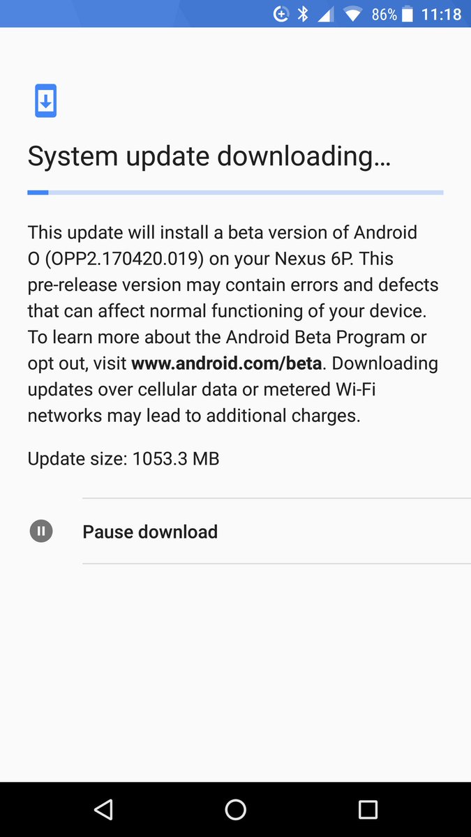 LuKaS_Cuba's tweet photo. Updating... #AndroidObeta #AndroidO #AndroidBeta #Android #Nexus6p https://t.co/nO9UrLOtpp