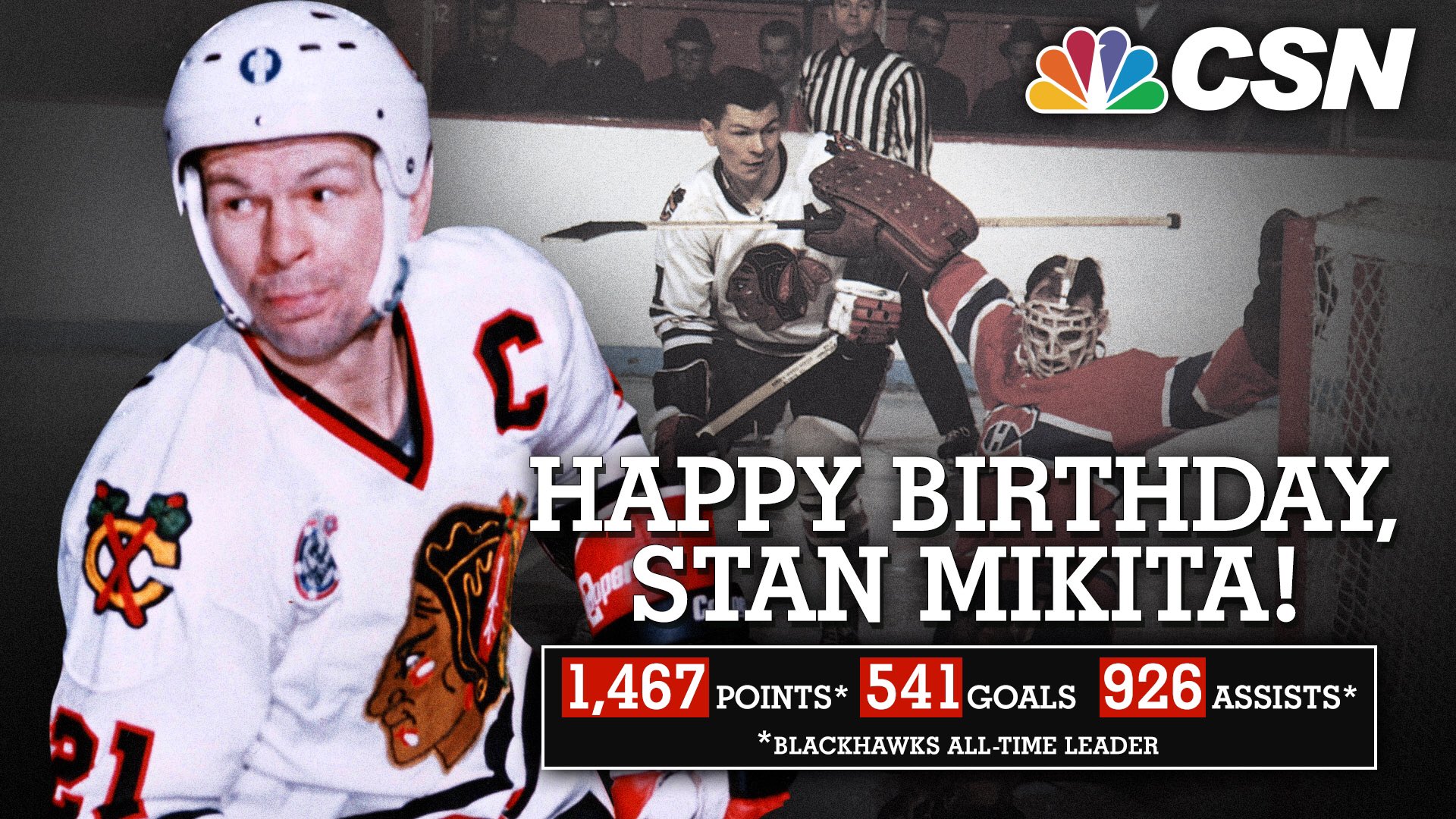 Happy 77th Birthday to the all-time points leader, Stan Mikita. 