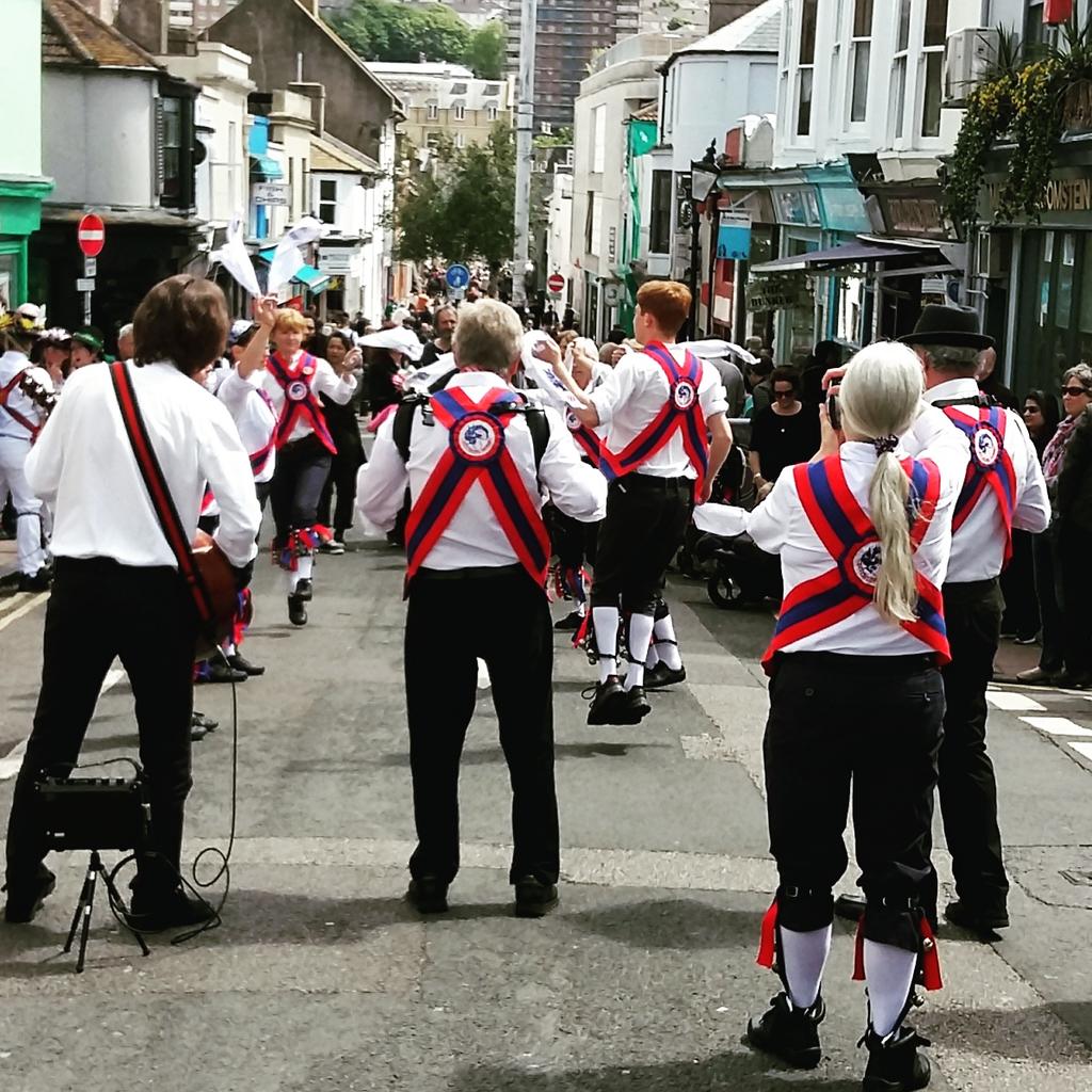 monksofumami's tweet photo. The warm up act has arrived for #Radiodyssey. The child sacrifice was one step too far though. #morrisdancing @brightonfringe https://t.co/B2zBrUR7My