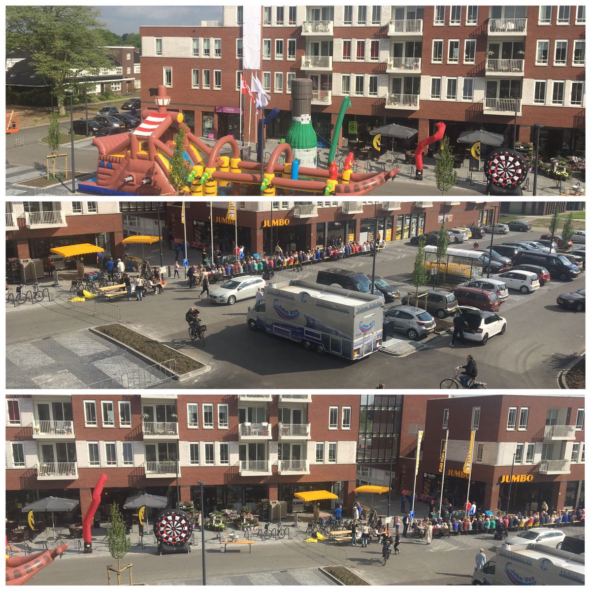 Een en al gezelligheid in Haren aan het Anjerplein tijdens de officiële opening van het nieuwe winkelcentrum #jumbo