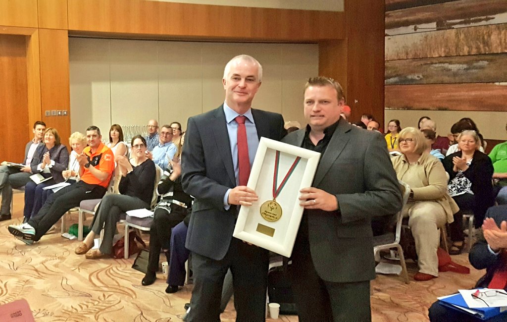 SOIreland's tweet photo. Volunteer Ken Kavanagh receives a Distinguished Service Award at our AGM. Well done Ken! https://t.co/8Swny9TZUo