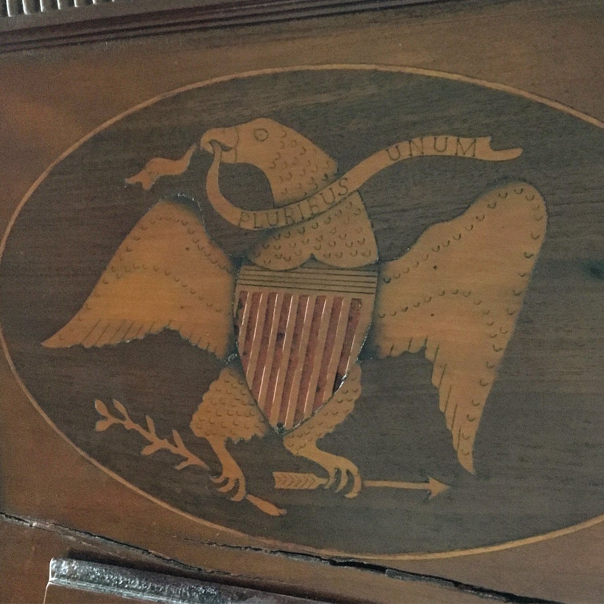nawccmuseum's tweet photo. American eagle #inlay on an early #19thcentury #Pennsylvania #Tallcase #clock #clockmaker #clockmaking #woodwork #cabinetmaking #timepiece https://t.co/9yzumCexjf