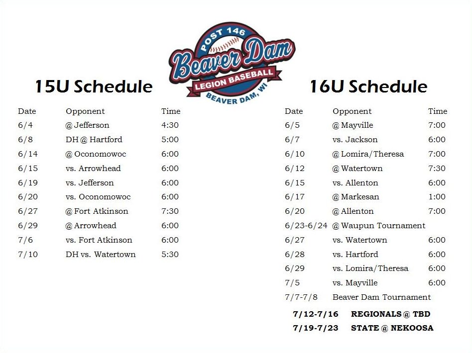 bdlegionbsbl's tweet photo. Schedules for the 2017 legion season are now final. @mmcmull2 @Danny_Larson_8 @BDCitizensports @WXRORadio #Post146 https://t.co/dBbWV3Gknd