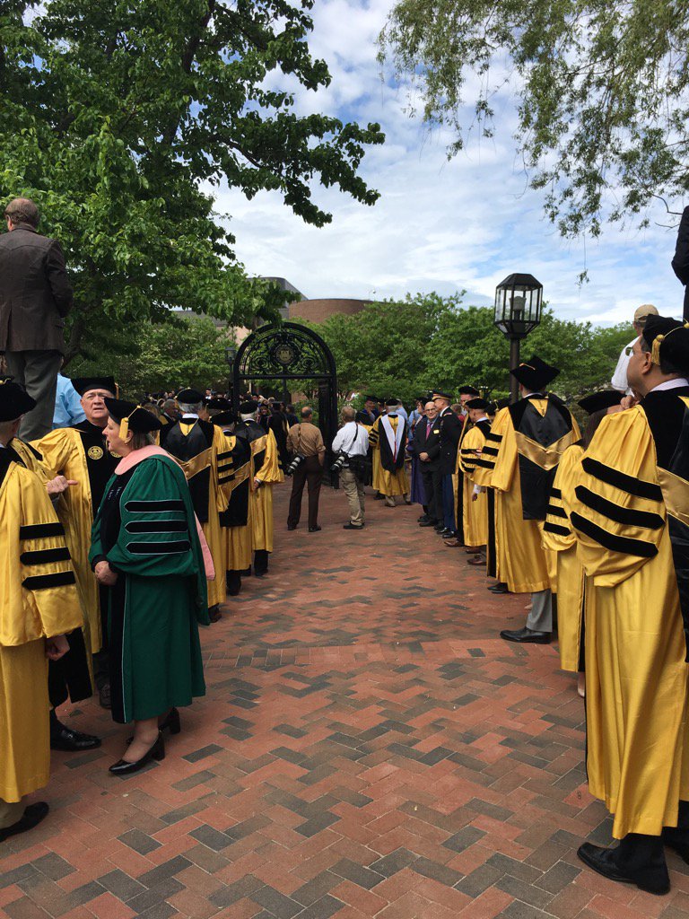 Trustees, faculty, and administration getting ready to welcome #BryantGrad2017 as they head to the ceremony.